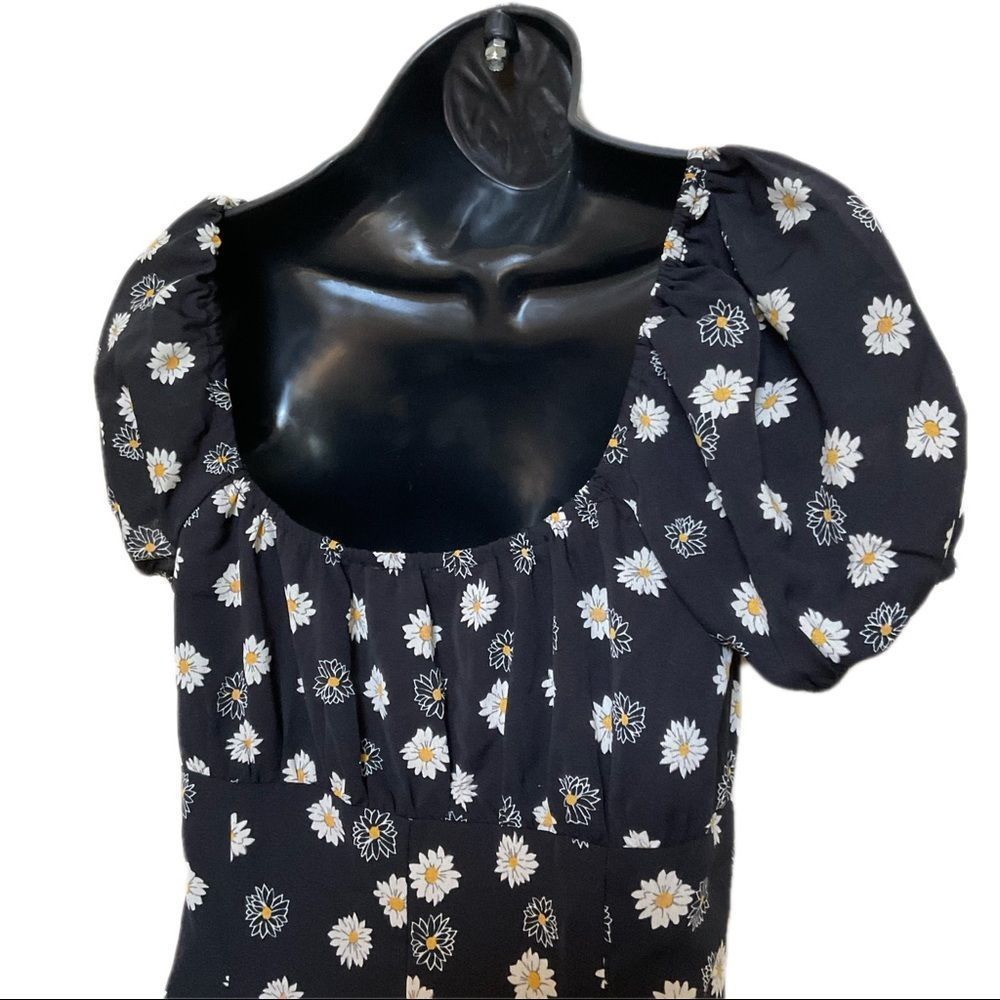 BP Ditsy Floral Tie Front Minidress | Size Medium | Black | NWOT - Picture 3 of 5